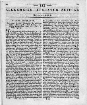 Zimmermann, W.: Masaniello, der Mann des Volkes. Trauerspiel in fünf Aufzügen. Stuttgart: Neff 1833