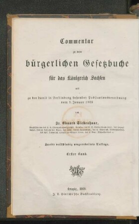 Bd. 1: Die Publicationsverordnung, der allgemeine Theil und das Sachenrecht