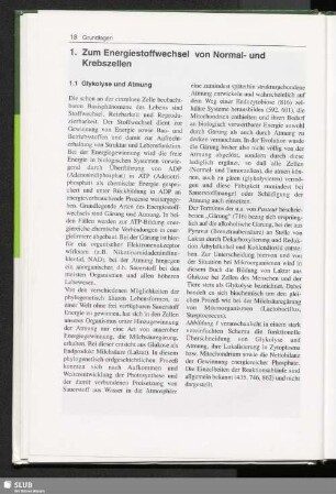 1. Zum Energiestoffwechsel von Normal- und Krebszellen