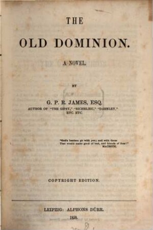 The old dominion : A novel