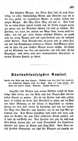 Antritt einer Reise nach dem Niagara. Rückkehr nach New-York über Hartford, den Connecticut hinunter durch den Sund. Bath auf Long Island. Die Fahrt den Hudson hinauf. Westpoint. Katskill Mountains.