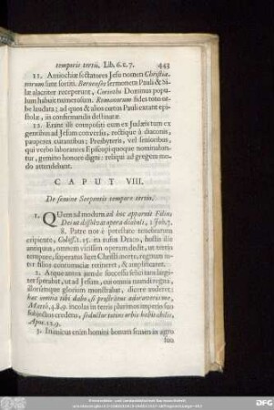 Caput VIII. De semine Serpentis tempore tertio.