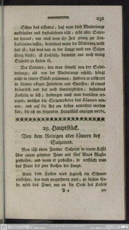 29. Hauptstück. Von dem Reinigen oder Läutern des Salpeters