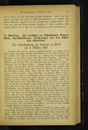 ¬Die¬ Lehrerkonferenz im Seminar zu Soest am 4. Oktober 1887