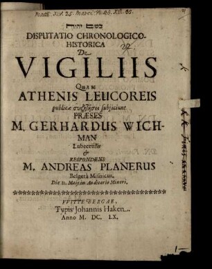 Disp. chronol. hist. de vigiliis