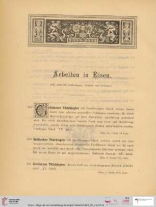 Arbeiten in Eisen (Nr. 689 - 729)