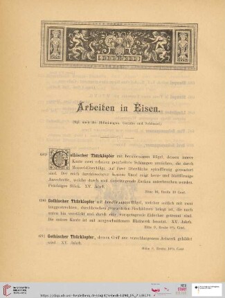 Arbeiten in Eisen (Nr. 689 - 729)