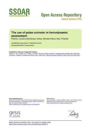 The use of pulse oximeter in hemodynamic assessment