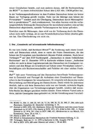 2. Das "Grundrecht auf informationelle Selbstbestimmung"