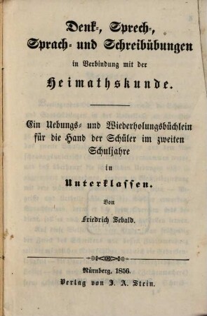Denk, Sprech, Sprach- und Schreib-Übungen ...