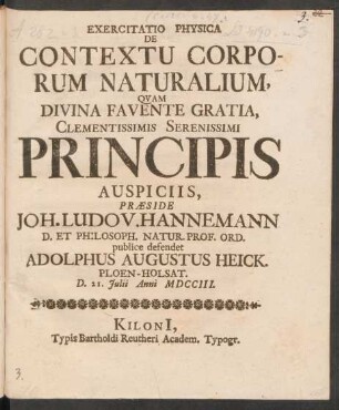 Exercitatio Physica De Contextu Corporum Naturalium