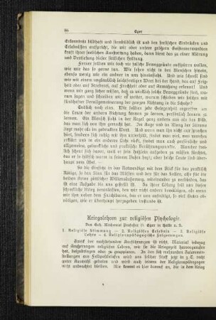 Kriegslehren zur religiösen Psychologie