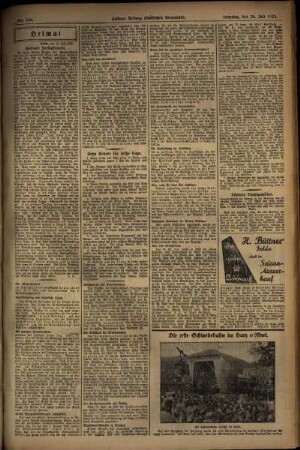 Zweite Ausgabe vom Samstag, den 20. Juli 1929.