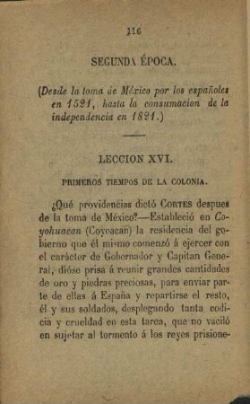 Leccion XVI. Primeros tiempos de la colonia