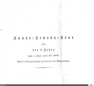 Haupt-Finanz-Etat 1823-1826