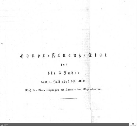 Haupt-Finanz-Etat 1823-1826