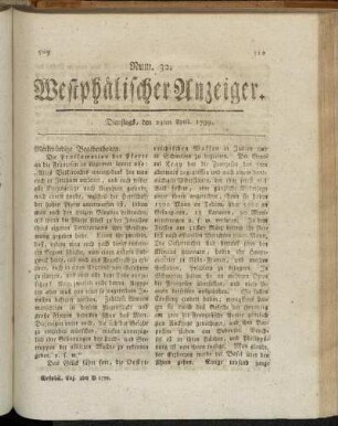Num. 32. Dienstags, den 23ten April. 1799