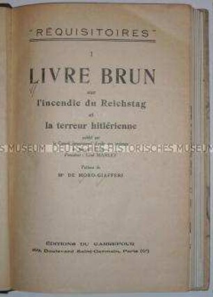 Frühe Veröffentlichung über den Reichstagsbrand und den Naziterror (frz.)