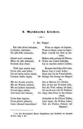 I. Mythische Lieder.
