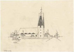 Gsaenger, Gustav; München - Großhadern, Ebernburgstr.; Ev. Notkirche, Reformations - Gedächtnis Kirche - Perspektive