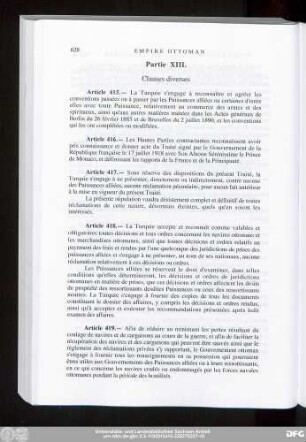 Partie XIII. Clauses diverses