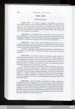 Partie XIII. Clauses diverses