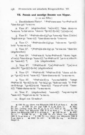 158/159-160/161, VII. Patesis und sonstige Beamte von Nippur