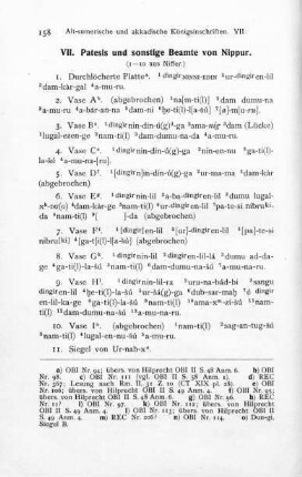 158/159-160/161, VII. Patesis und sonstige Beamte von Nippur