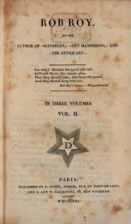 Rob Roy : in three volumes, 2