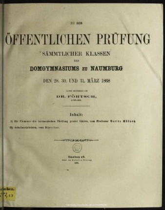 Die Elemente der harmonischen Theilung grader Linien