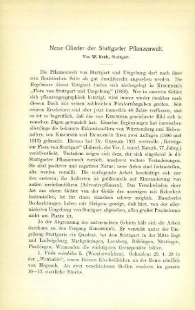 Neue Glieder der Stuttgarter Pflanzenwelt