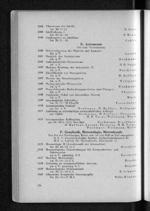 F. Geophysik, Meteorologie, Meereskunde