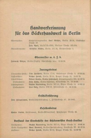 Handwerkerinnung für das Bäckerhandwerk in Berlin