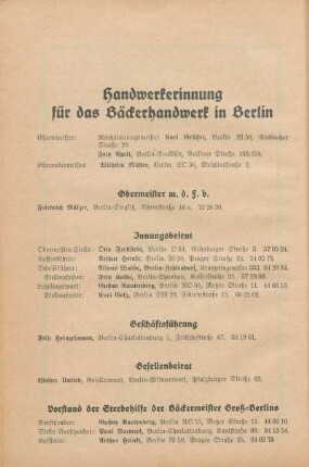 Handwerkerinnung für das Bäckerhandwerk in Berlin