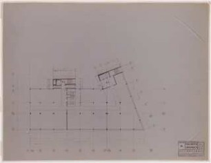 Geschäftshaus Knesebeckstraße/Kurfürstendamm, Berlin-Charlottenburg: 2. Bauabschnitt: Grundriss 1.OG (mit Decke) 1:100