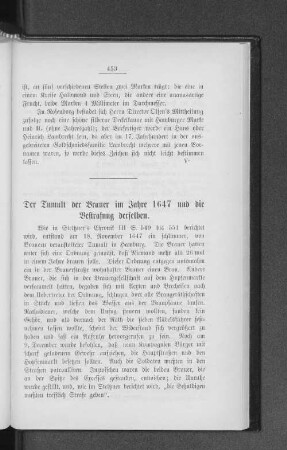 Der Tumult der Brauer im Jahre 1647 und die Bestrafung derselben.