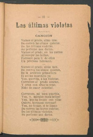 Las últimas violetas : Canción
