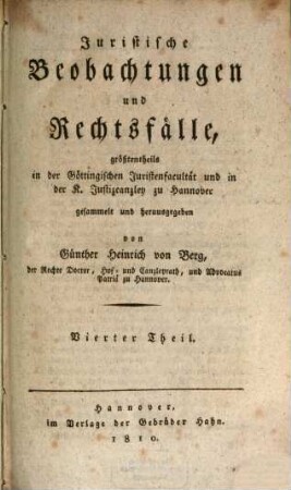 Juristische Beobachtungen und Rechtsfälle, 4
