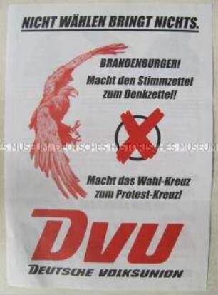 Flugblatt der rechtsradikalen DVU zur Landtagswahl in Brandenburg 1999