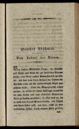 Sechster Abschnitt. Vom Ankauf der Bienen.