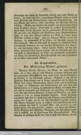 25. September. Der Mineralog Werner geboren