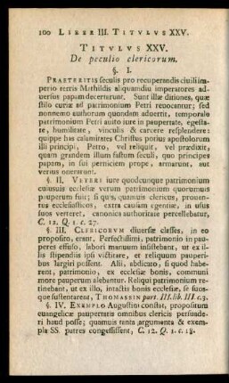 Titulus XXV. De peculio clericorum.