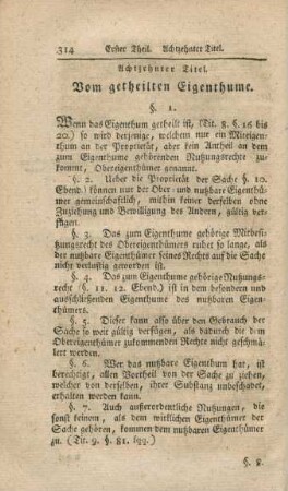 Achtzehnter Titel. Vom getheilten Eigenthume.