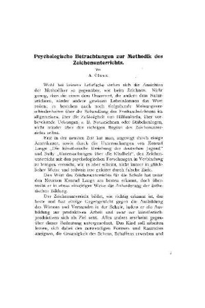 Psychologische Betrachtungen zur Methodik des Zeichenunterrichts