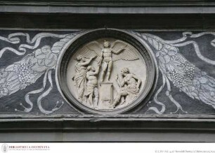 Acht Reliefmedaillons mit Szenen nach antiken Gemmen und Medici Wappen, Dedalus und Ikaros