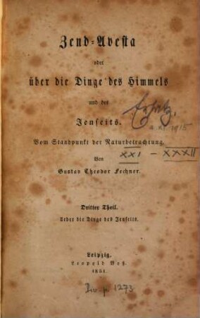 Zend-Avesta oder Über die Dinge des Himmels und des Jenseits : vom Standpunkt der Naturbetrachtung, 3. Ueber die Dinge des Jenseits
