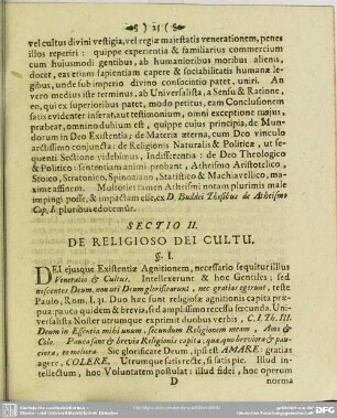 Sectio II. De Religioso Dei Cultu