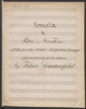 Sonaten. Arr; vl (2); A-Dur