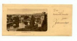 Grußkarte mit Neckarbrücke und Götzenturm mit Aufsatz