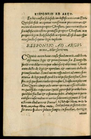 Responsio Ad Argumenta Adversariorum.
